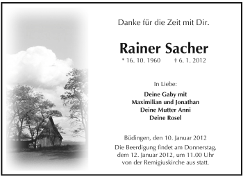 Traueranzeige von Rainer Sacher von Pegnitz-Zeitung